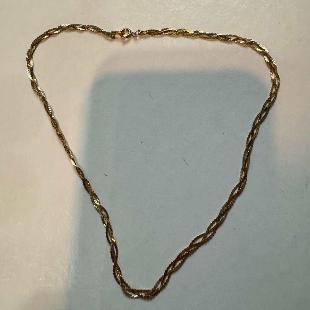 Gold braided chain necklace